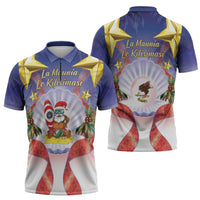 American Samoa Christmas Zipper Polo Shirt Seashell Santa Beach Vibes LT05 - Polynesian Pride