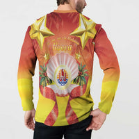 French Polynesia Christmas Button Sweatshirt Seashell Santa Beach Vibes LT05 - Polynesian Pride
