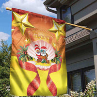 French Polynesia Christmas Garden Flag Seashell Santa Beach Vibes - Polynesian Pride
