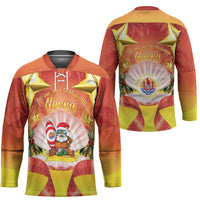 French Polynesia Christmas Hockey Jersey Seashell Santa Beach Vibes LT05 - Polynesian Pride
