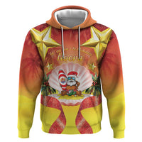 French Polynesia Christmas Hoodie Seashell Santa Beach Vibes - Polynesian Pride