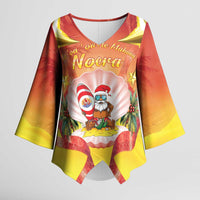 French Polynesia Christmas Kimono Sleeve Blouse Seashell Santa Beach Vibes LT05 Female Orange - Polynesian Pride