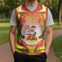 French Polynesia Christmas Knitted V-Neck Vest Seashell Santa Beach Vibes - Polynesian Pride