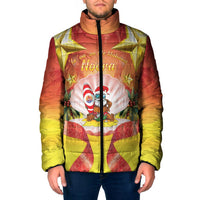French Polynesia Christmas Padded Jacket Seashell Santa Beach Vibes LT05 Men Orange - Polynesian Pride