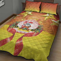French Polynesia Christmas Quilt Bed Set Seashell Santa Beach Vibes - Polynesian Pride