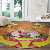 French Polynesia Christmas Round Carpet Seashell Santa Beach Vibes - Polynesian Pride