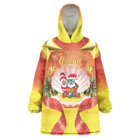 French Polynesia Christmas Wearable Blanket Hoodie Seashell Santa Beach Vibes LT05 One Size Orange - Polynesian Pride