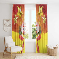 French Polynesia Christmas Window Curtain Seashell Santa Beach Vibes - Polynesian Pride