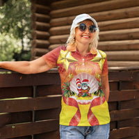 French Polynesia Christmas Women Polo Shirt Seashell Santa Beach Vibes - Polynesian Pride