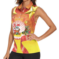 French Polynesia Christmas Women Sleeveless Polo Shirt Seashell Santa Beach Vibes LT05 - Polynesian Pride