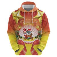 French Polynesia Christmas Zip Hoodie Seashell Santa Beach Vibes - Polynesian Pride