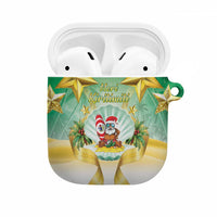 Cook Islands Christmas AirPods Case Seashell Santa Beach Vibes LT05 Green - Polynesian Pride