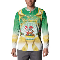 Cook Islands Christmas Button Sweatshirt Seashell Santa Beach Vibes - Polynesian Pride