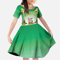 Cook Islands Christmas Family Matching Off The Shoulder Long Sleeve Dress and Hawaiian Shirt Seashell Santa Beach Vibes - Polynesian Pride