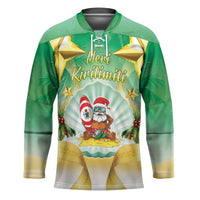 Cook Islands Christmas Hockey Jersey Seashell Santa Beach Vibes LT05 Unisex Green - Polynesian Pride