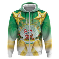 Cook Islands Christmas Hoodie Seashell Santa Beach Vibes - Polynesian Pride