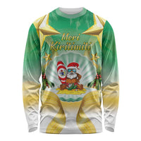 Cook Islands Christmas Long Sleeve Shirt Seashell Santa Beach Vibes - Polynesian Pride