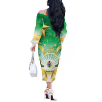 Cook Islands Christmas Off The Shoulder Long Sleeve Dress Seashell Santa Beach Vibes - Polynesian Pride