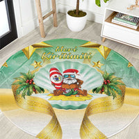 Cook Islands Christmas Round Carpet Seashell Santa Beach Vibes - Polynesian Pride