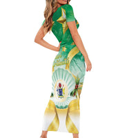 Cook Islands Christmas Short Sleeve Bodycon Dress Seashell Santa Beach Vibes - Polynesian Pride