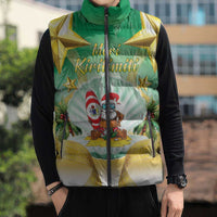 Cook Islands Christmas Sleeveless Puffer Jacket Seashell Santa Beach Vibes - Polynesian Pride