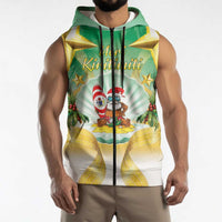 Cook Islands Christmas Sleeveless Zip Hoodie Seashell Santa Beach Vibes LT05 - Polynesian Pride