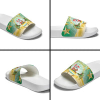 Cook Islands Christmas Slide Sandals Seashell Santa Beach Vibes - Polynesian Pride