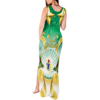 Cook Islands Christmas Tank Maxi Dress Seashell Santa Beach Vibes - Polynesian Pride