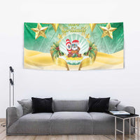 Cook Islands Christmas Tapestry Seashell Santa Beach Vibes - Polynesian Pride