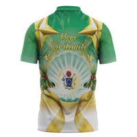 Cook Islands Christmas Zipper Polo Shirt Seashell Santa Beach Vibes LT05 - Polynesian Pride