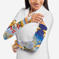 Marshall Islands Christmas Arm Sleeves Seashell Santa Beach Vibes - Polynesian Pride