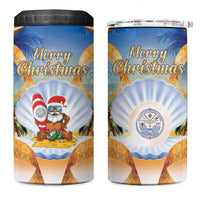 Marshall Islands Christmas 4 in 1 Can Cooler Tumbler Seashell Santa Beach Vibes - Polynesian Pride