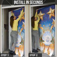 Marshall Islands Christmas Door Cover Seashell Santa Beach Vibes - Polynesian Pride