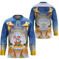 Marshall Islands Christmas Hockey Jersey Seashell Santa Beach Vibes LT05 - Polynesian Pride