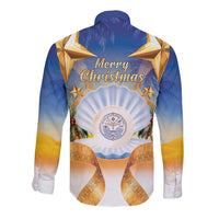 Marshall Islands Christmas Long Sleeve Button Shirt Seashell Santa Beach Vibes - Polynesian Pride