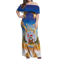Marshall Islands Christmas Off Shoulder Maxi Dress Seashell Santa Beach Vibes - Polynesian Pride