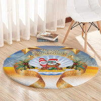 Marshall Islands Christmas Round Carpet Seashell Santa Beach Vibes - Polynesian Pride