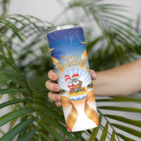 Marshall Islands Christmas Skinny Tumbler Seashell Santa Beach Vibes - Polynesian Pride