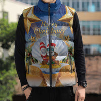 Marshall Islands Christmas Sleeveless Puffer Jacket Seashell Santa Beach Vibes - Polynesian Pride