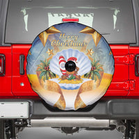 Marshall Islands Christmas Spare Tire Cover Seashell Santa Beach Vibes - Polynesian Pride