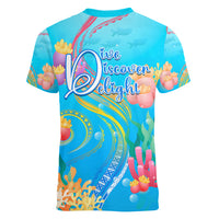 Under The Sea Scuba Diving Women V Neck T Shirt Polynesian Pattern LT05 - Polynesian Pride