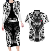 Personalised Remember Samoa Black Saturday Couples Matching Long Sleeve Bodycon Dress and Hawaiian Shirt Samoa Mo Samoa LT05 Black - Polynesian Pride