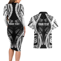 Personalised Remember Samoa Black Saturday Couples Matching Long Sleeve Bodycon Dress and Hawaiian Shirt Samoa Mo Samoa LT05 - Polynesian Pride