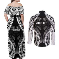 Personalised Remember Samoa Black Saturday Couples Matching Off Shoulder Maxi Dress and Long Sleeve Button Shirt Samoa Mo Samoa LT05 - Polynesian Pride