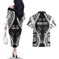 Personalised Remember Samoa Black Saturday Couples Matching Off The Shoulder Long Sleeve Dress and Hawaiian Shirt Samoa Mo Samoa LT05 - Polynesian Pride