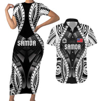 Personalised Remember Samoa Black Saturday Couples Matching Short Sleeve Bodycon Dress and Hawaiian Shirt Samoa Mo Samoa LT05 Black - Polynesian Pride