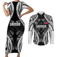 Personalised Remember Samoa Black Saturday Couples Matching Short Sleeve Bodycon Dress and Long Sleeve Button Shirt Samoa Mo Samoa - Polynesian Pride