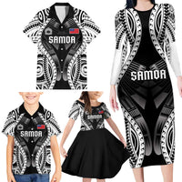 Personalised Remember Samoa Black Saturday Family Matching Long Sleeve Bodycon Dress and Hawaiian Shirt Samoa Mo Samoa LT05 - Polynesian Pride