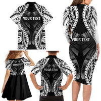 Personalised Remember Samoa Black Saturday Family Matching Long Sleeve Bodycon Dress and Hawaiian Shirt Samoa Mo Samoa LT05 - Polynesian Pride