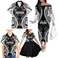 Personalised Remember Samoa Black Saturday Family Matching Off The Shoulder Long Sleeve Dress and Hawaiian Shirt Samoa Mo Samoa LT05 - Polynesian Pride